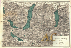 Landkarte Gmunden St. Gilgen Schafberg Ischl Mondsee Österreich Original Holzstich 1890 Engraving