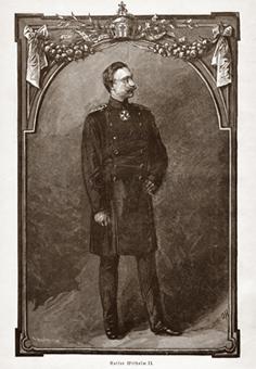 Deutscher Kaiser Wilhelm II. , König von Preussen , aus der Dynastie Hohenzollern , Repro auf Fin...