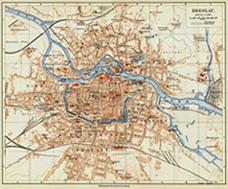 Stadtplan Breslau Wroclaw Schlesien Niederschlesien Polen , Repro auf Büttenpapier ,