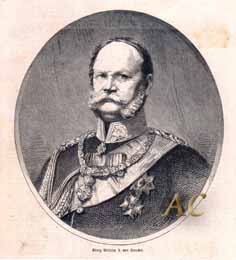 Kaiser Wilhelm I. Preußen König Portrait 1862 Original Holzstich