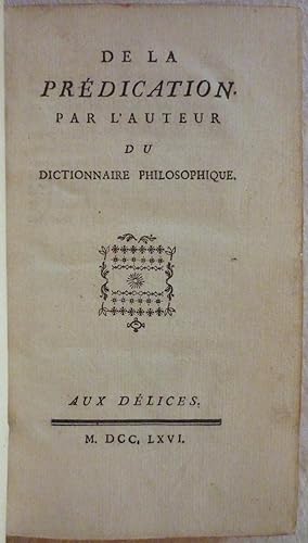 De la prédication, par l'auteur du Dictionnaire philosophique