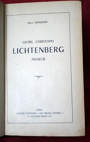 Georg Christoph Lichtenberg Penseur