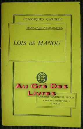 Lois de MANOU, in-8, br, 460 pp