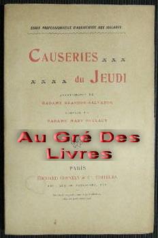 Causeries du Jeudi, in-8, br, 256 pp