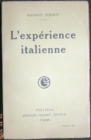 L'Expérience Italienne, in-12, br, 260 pp