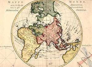 Mappe Monde, sur un Plan horisontal de Latitude Nord.