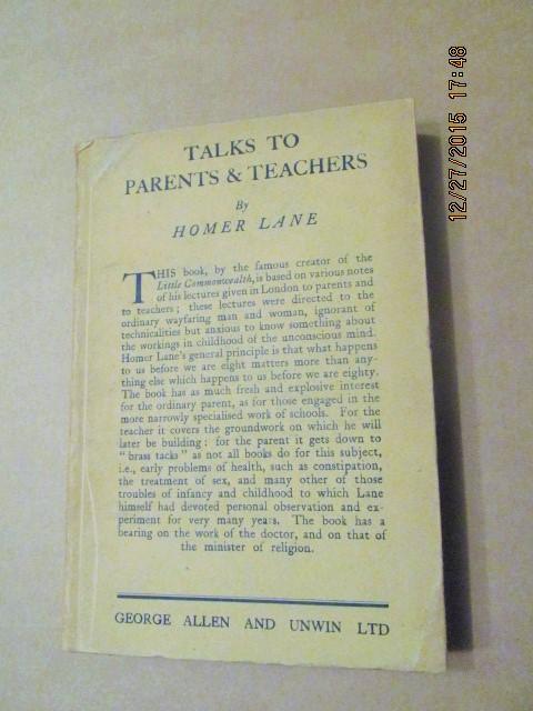talks to parents and teachers with an introduction by dr a a david