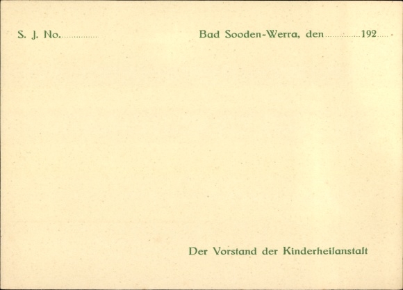 Ansichtskarte Postkarte Bad Sooden Allendorf In Hessen Vordruck Karte Der Kinderheilanstalt Manuskript Nbsp Nbsp Papierantiquitat Akpool Gmbh