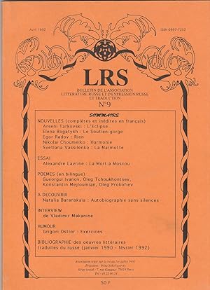 LRS - Bulletin de l'association littérature russe et d'expression russe et traduction n°9, n°11, ...