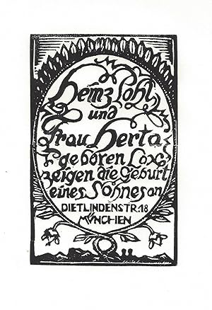 Geburtsanzeige Heinz und Herta Pohl. 1918.