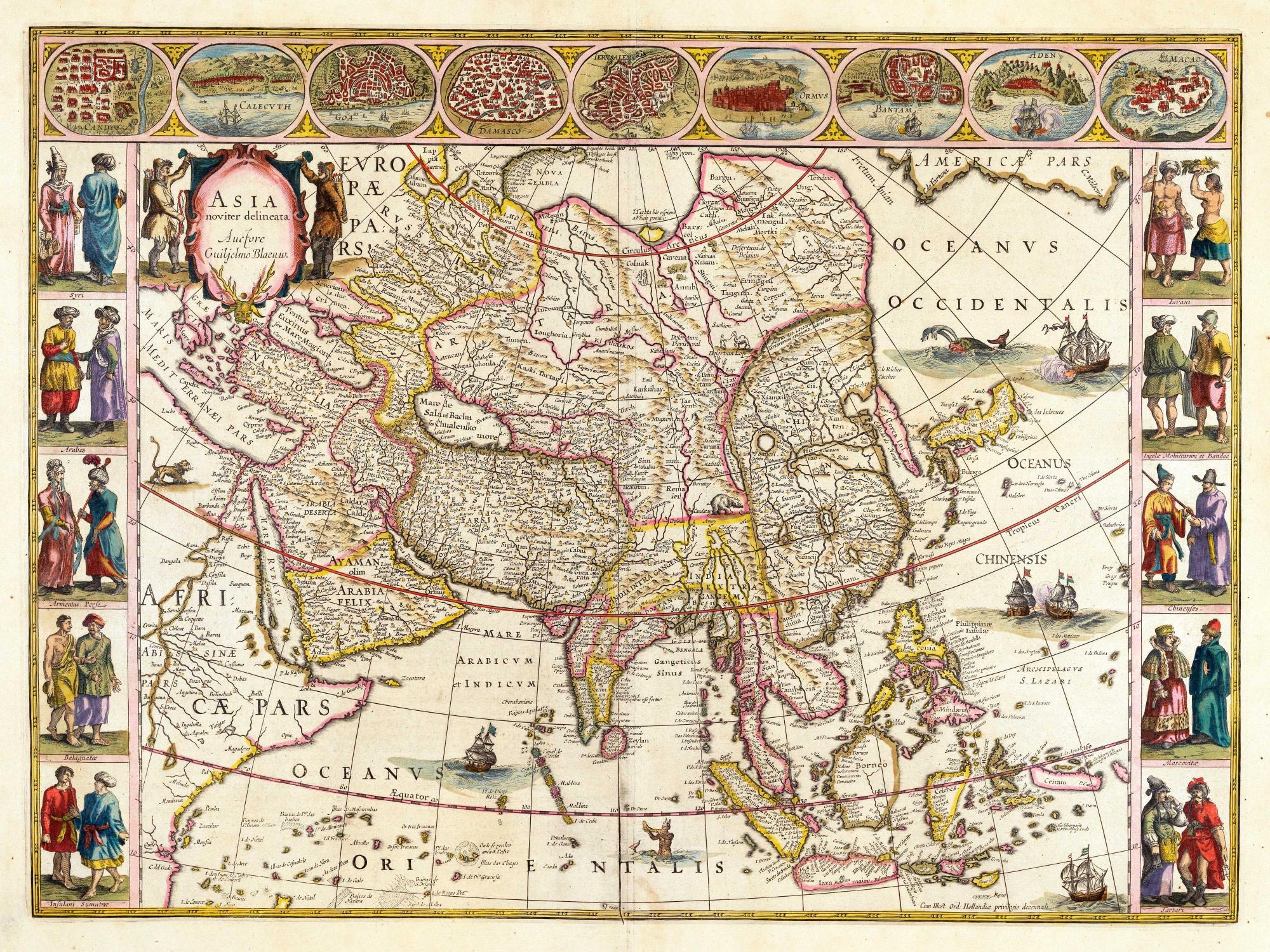Germany Europe Holland to Poland c.1683 Bertius beautiful decorative old map