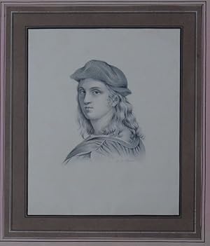 Bildnis des Raffael da Urbino. Bleistiftzeichnung, signiert "S. Pilgram".