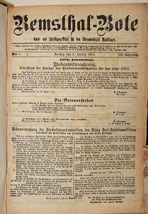 Remsthal-Bote. Amts- und Intelligenz-Blatt für den Oberamtsbezirk Waiblingen. 63. Jahrgang 1902 i...
