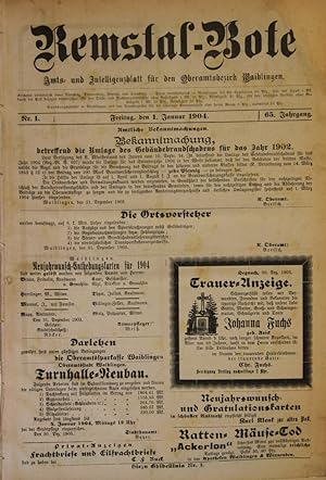 Remsthal-Bote. Amts- und Intelligenz-Blatt für den Oberamtsbezirk Waiblingen. 65. Jahrgang 1904 i...