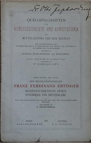 Des Bildhauergesellen Franz Ferdinand Ertinger Reisebeschreibung durch Österreich und Deutschland...