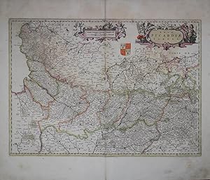 "Nova Picardiae Tabula". Grenzkolorierte Kupferstichkarte französischen Provinz Picardie im nordö...