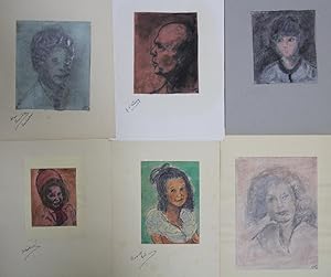 Sammlung von 80 Zeichnungen in Pastell, Aquarell, Kohle und Farbstift. Meist signiert oder monogr...