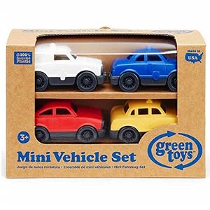 Green Toys Mini Vehicle 4 Pack Set Made in the USA From 100% Recycled Plastic