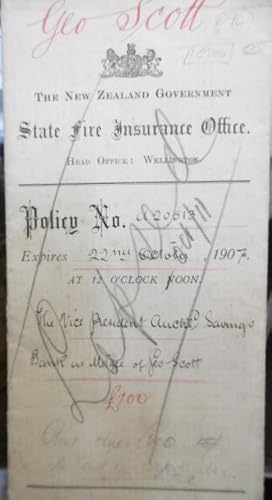 State Fire Insurance Office Fire Policy for George Scott