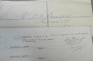 Memorandum of Lease - Willamina Lawson to John Robert Bently, re land in Parish of Waipareira