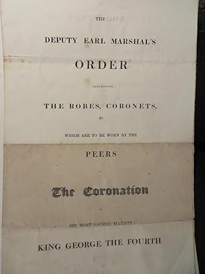 The Deputy Earl Marshal's Order concerning the robes, coronets etc which are to be worn by the pe...