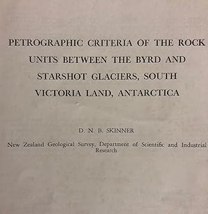 Petrographic Criterai of The Rock Units Between the Byrd and Starshot Glaciers, South Victoria La...