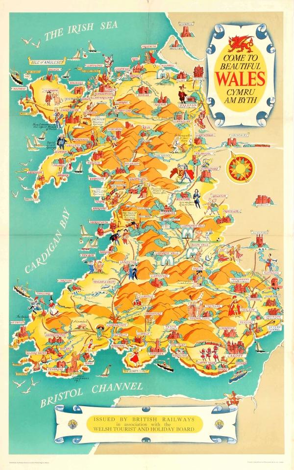 Wales Great Britain United Kingdom Welsh Vintage Railroad Travel Poster Print