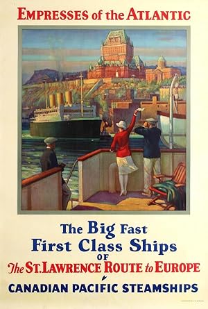 Travel Poster Empresses of the Atlantic Canadian Pacific Steamships Art Deco