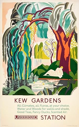 Travel Poster LT Kew Gardens Gardiner Art Deco London Undeground