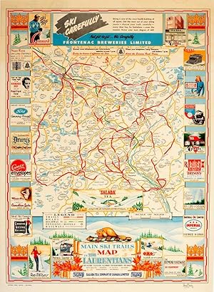 Ski Poster Laurentians Canada Quebec Ski Trails Map