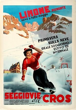 Ski Poster Limone Piemonte Cros Italy ENIT