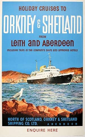 Travel Poster Holiday Cruises Orkney Shetland Leith Aberdeen Rodmell