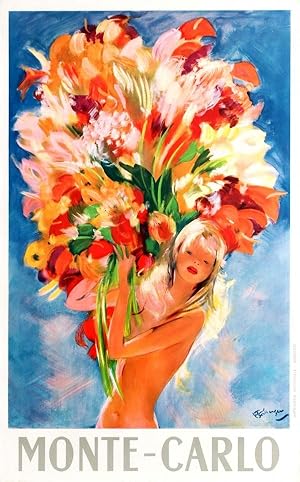 Travel Poster Monte Carlo Flower Girl Domergue
