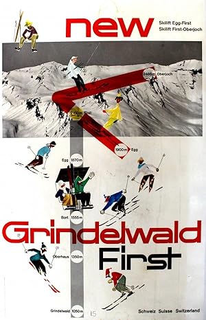 Ski Poster Grindelwald First Switzerland Hans Thoni