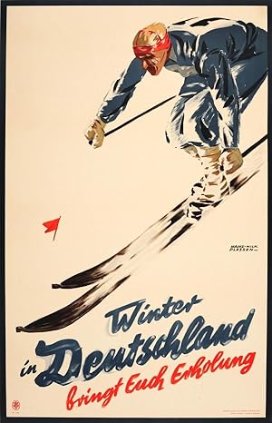 Ski Poster Winter in Germany Skier Art Deco