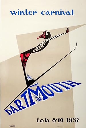 Ski Poster Dartmouth Winter Carnival 1957 Midcentury