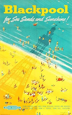 Travel Poster Blackpool Sea Sand Sun British Railways