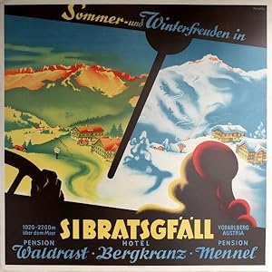 Ski Poster Vorarlberg Austria Summer and Winter