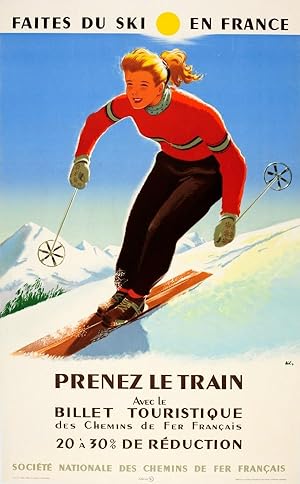 Ski Poster Ski In France By Train SNCF Winter Sport