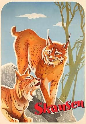 Travel Poster Skansen Stockholm Lynx Wild Cat