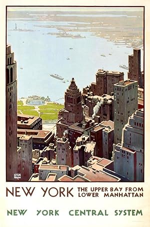 Travel Poster Manhattan New York Central System Railway Leslie Ragan