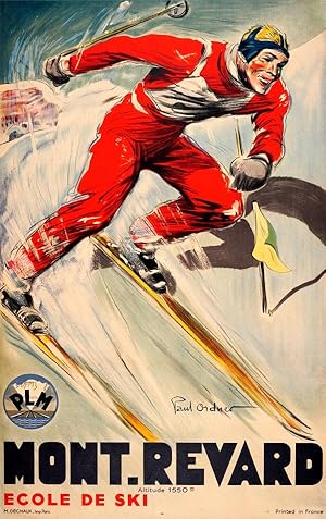 Ski Poster Mont Revard Skier Paul Ordner PLM