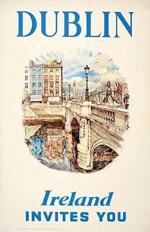 Travel Poster Dublin Ireland AER Lingus Airlines