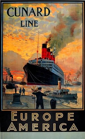 Travel Poster Cunard Line Europe America Rosenvinge