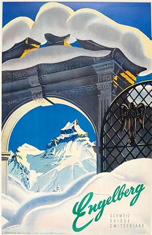 Ski Poster Engelberg Switzerland Martin Peikert Ski