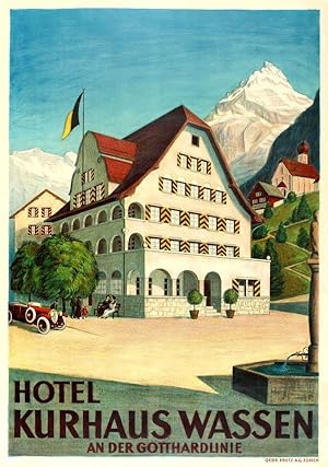 Travel Poster Hotel Kurhaus Wassen Gotthard Railway
