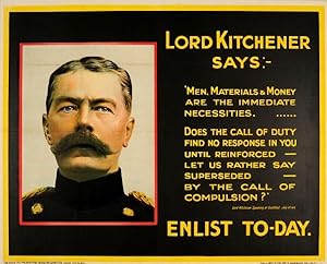 War Poster Lord Kitchener Says WWI UK