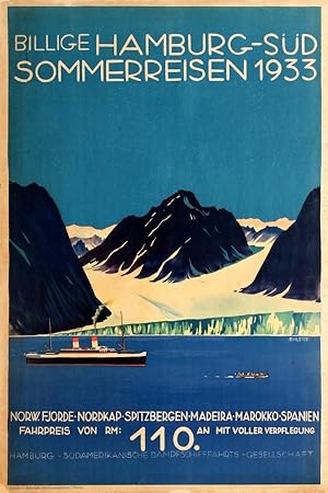 Travel Poster Hamburg Sud Sommerreisen Summer Trips