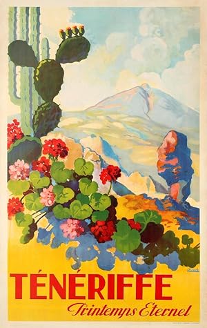 Travel Poster Tenerife Canary Islands Spain Printemps Eternal Spring