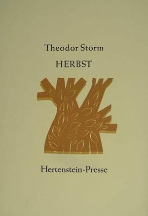 Herbst. Gedicht. Signierter Pressendruck. Mit 8 farbigen Linolschnitten von Axel Hertenstein.
